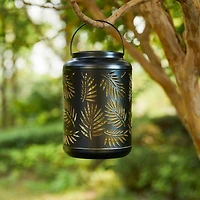 Glitzhome® 8.5" Leaf Cutout Solar Powered Hanging Lantern