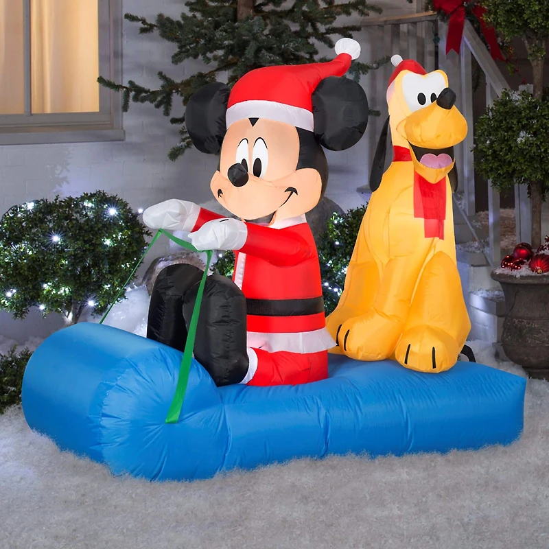 4.5ft. Airblown® Inflatable Christmas Mickey Mouse & Pluto on Sled