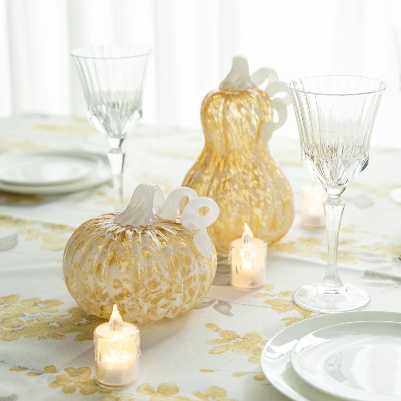 Glitzhome® 8.5" Fall Amber Dots Glass Gourd