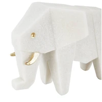 White Polystone Elephant & Giraffe Cubist Inspired Sculpture Set