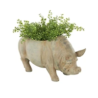 16" Distressed Light Brown Pig Planter