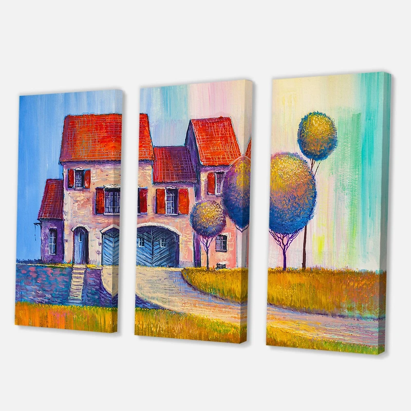 Designart - House With Red Roof In The Village