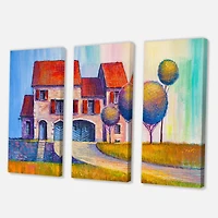 Designart - House With Red Roof In The Village