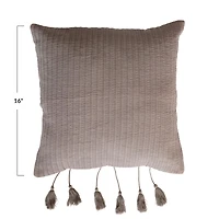 Hello Honey® Gray Woven Cotton Pillow with Tassel Ties