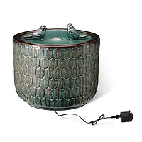 Glitzhome® 15" LED Bird Cylindrical Ceramic Fountain