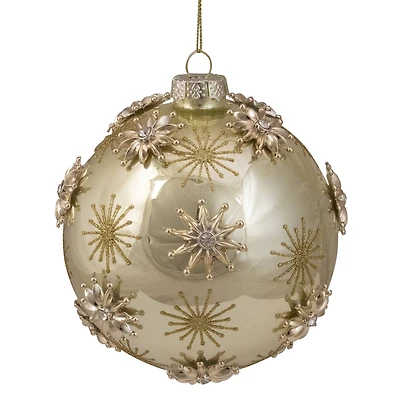 4.5" Shiny Gold Starburst Glass Ball Ornament