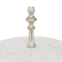 White Stoneware & Aluminum 2 Tier Tray Stand
