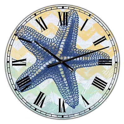 Designart Chevron-Star Fish-7914 Large Nautical & Coastal Wall Clock