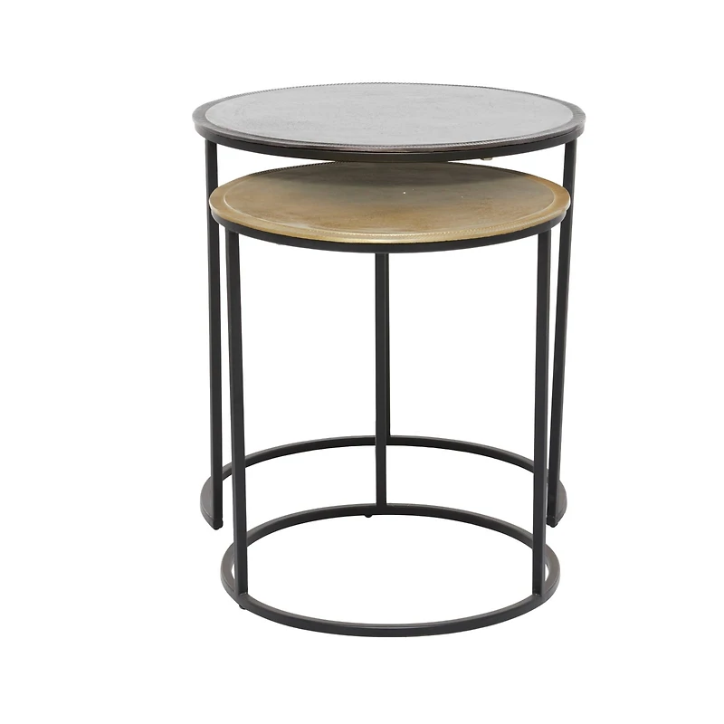20" Black Aluminum Industrial Accent Table Set