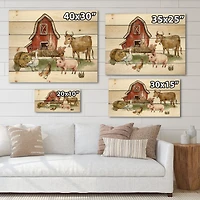 Designart - Farm House With Goose Chicken Cow Pig and Haystack