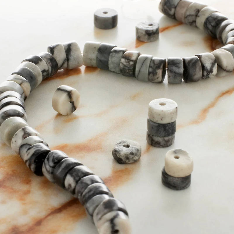 Black Network Agate Heishi Beads, 6mm by Bead Landing™