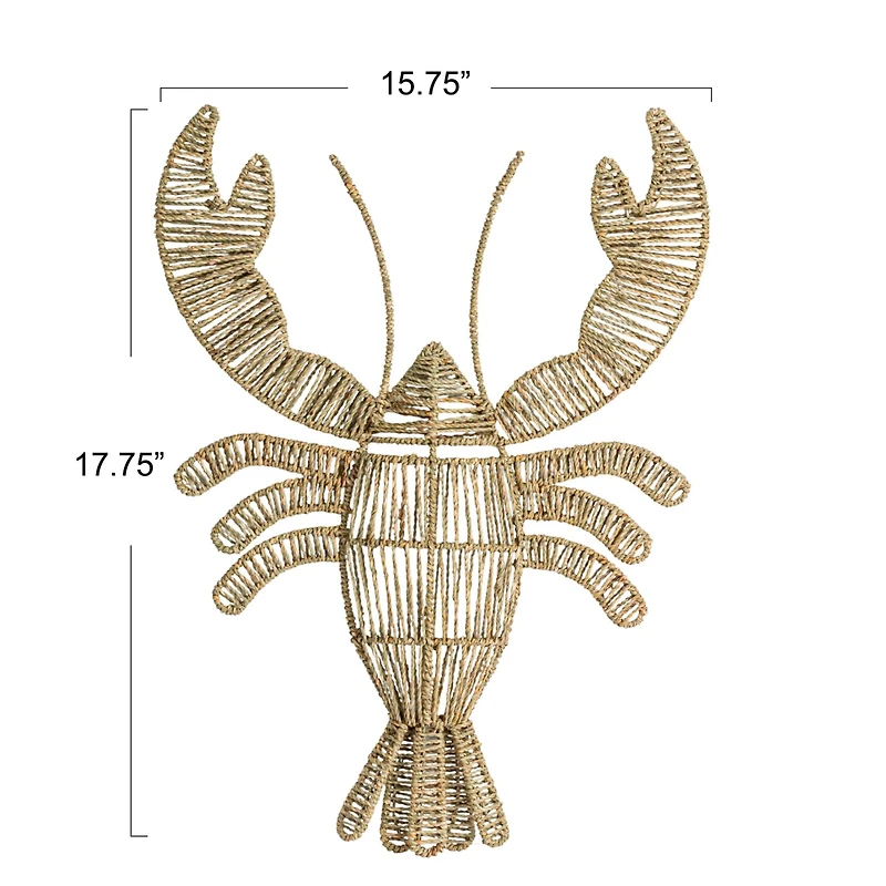 Hello Honey 17.75" Coastal Catch Natural Seagrass Lobster Wall Décor