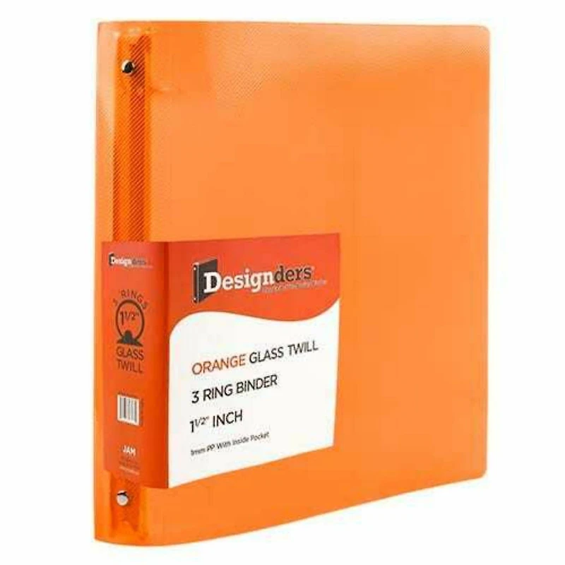 JAM Paper 1.5" Orange Plastic 3-Ring Binders, 2ct.