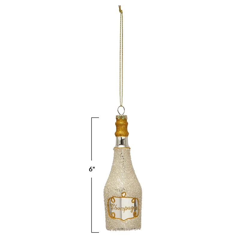 Hello Honey® 6" Gold Glass Champagne Bottle Ornament