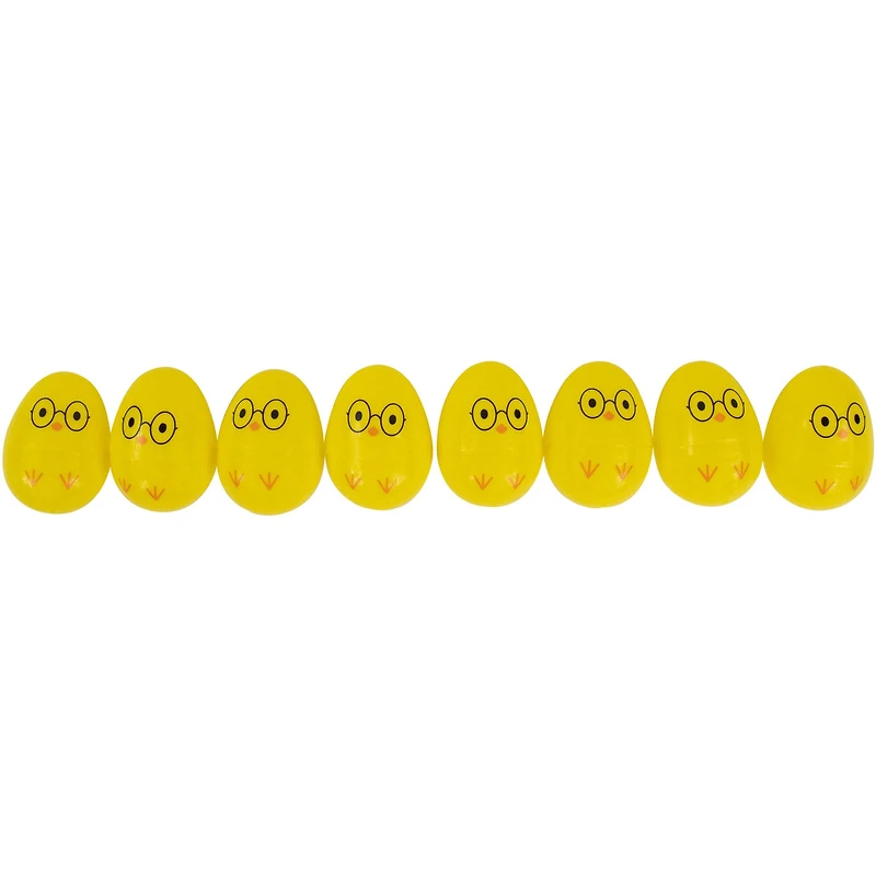 Yellow Chick Wearing Glasses Fillable Easter Eggs, 8ct.