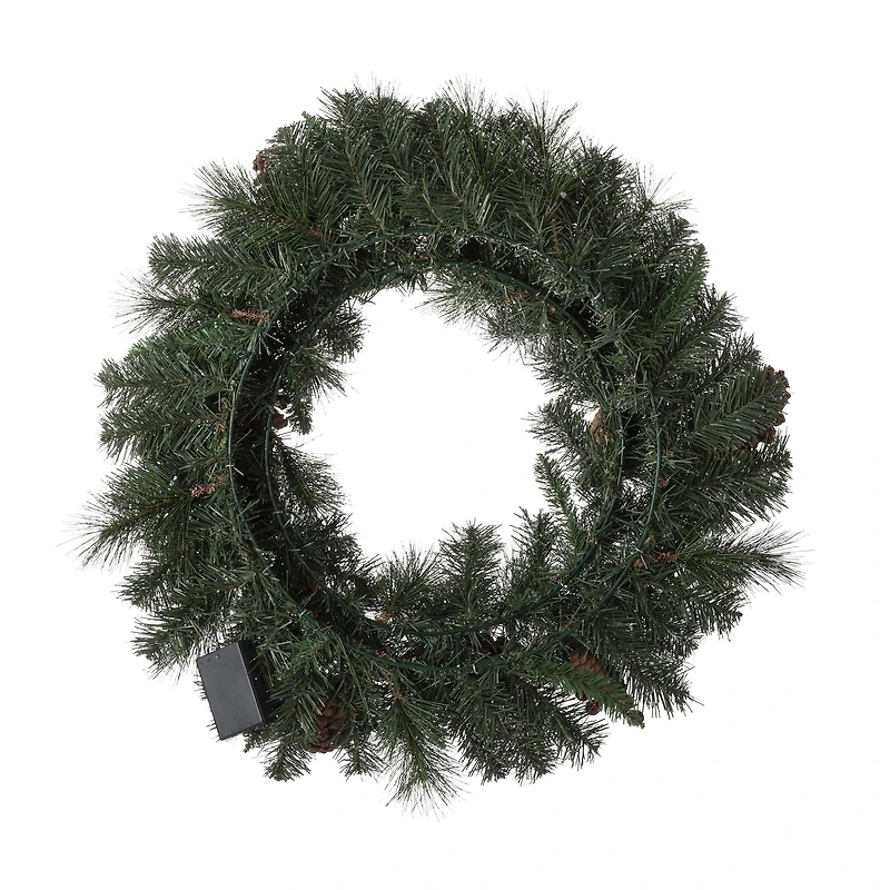 Glitzhome® 24" LED Glittered Pinecone Christmas Wreath