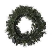 Glitzhome® 24" LED Glittered Pinecone Christmas Wreath