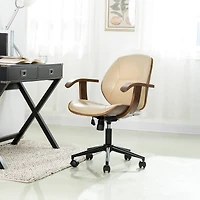 Glitzhome® 38" Leatherette Gaslift Adjustable Swivel Office Chair