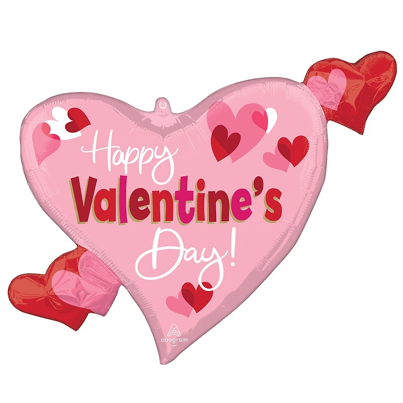 24" Happy Valentine's Day Swirly Hearts Foil Mylar Balloon