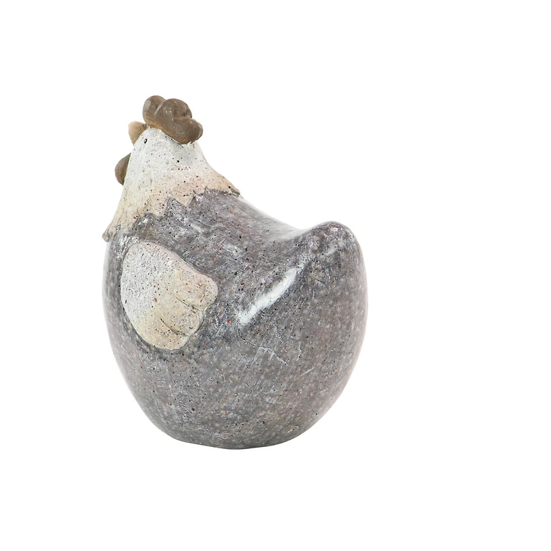 10" Gray Stone Country Hen Garden Sculpture