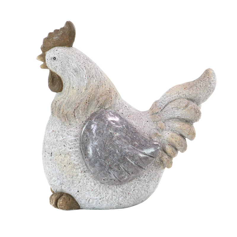 16" Gray Stone Country Hen Garden Sculpture