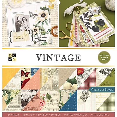 DCWV® Vintage Cardstock Paper Pad, 12" x 12"