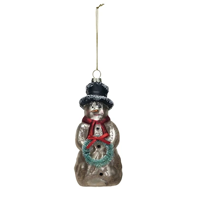 Hello Honey® 5.5" Mercury Glass Snowman with Wreath Ornament