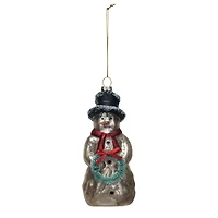 Hello Honey® 5.5" Mercury Glass Snowman with Wreath Ornament