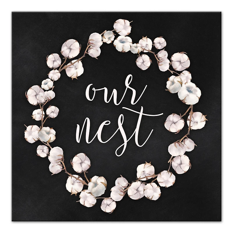 Our Nest Cotton Wreath Canvas Art