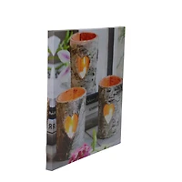 12" LED Lighted Birch Wood Candles Canvas Wall Art 