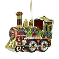 5.5" Red & Green Contemporary Train Christmas Ornament