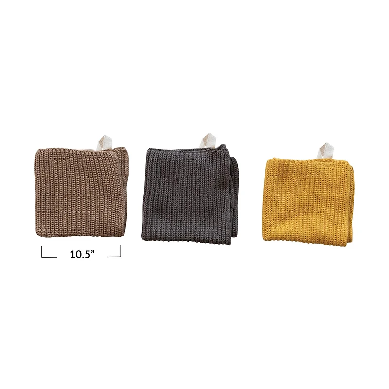 Hello Honey® 10.5" Cotton Knit Dishcloth with Loop Set