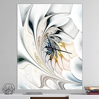 Designart White Stained Glass Floral Art Modern Wall Clock