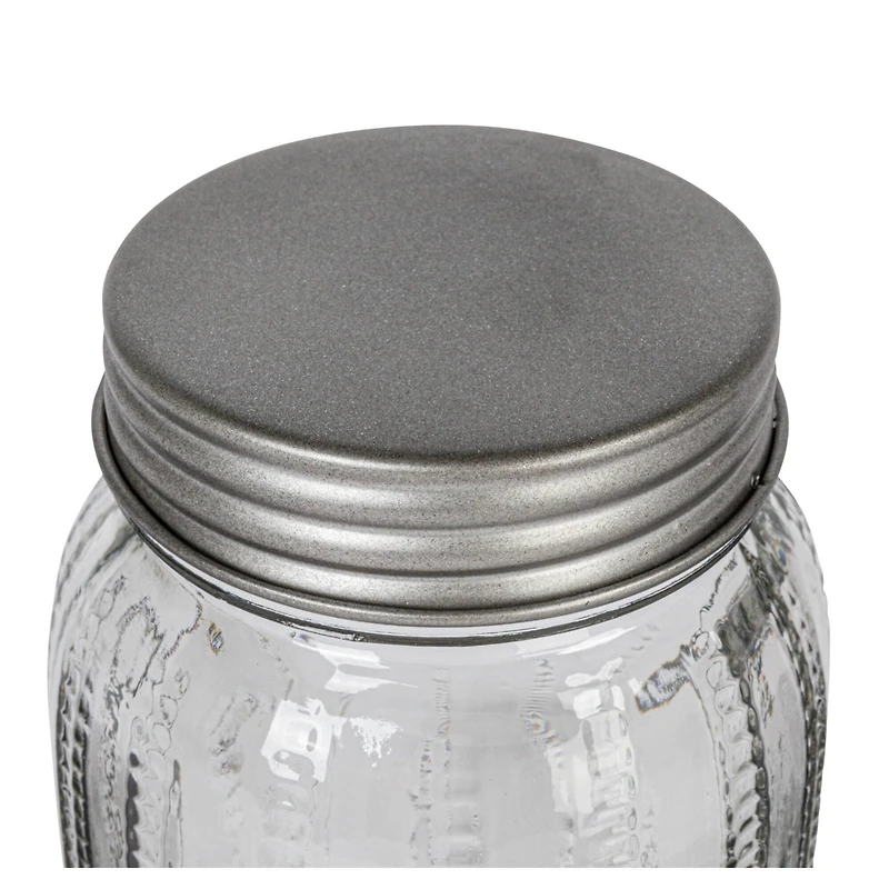 Hello Honey Coffee Embossed Glass Jar with Metal Lid