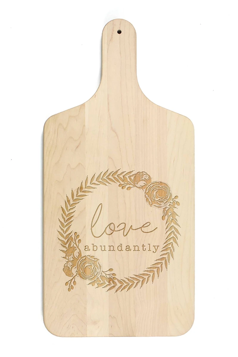Love Abundantly 8" x 17" Maple Paddle Cutting Board
