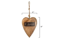 Hello Honey® Mango Wood Hanging Heart with Metal Love