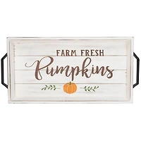 White "Farm Fresh Pumpkins" Thanksgiving Wood Tray