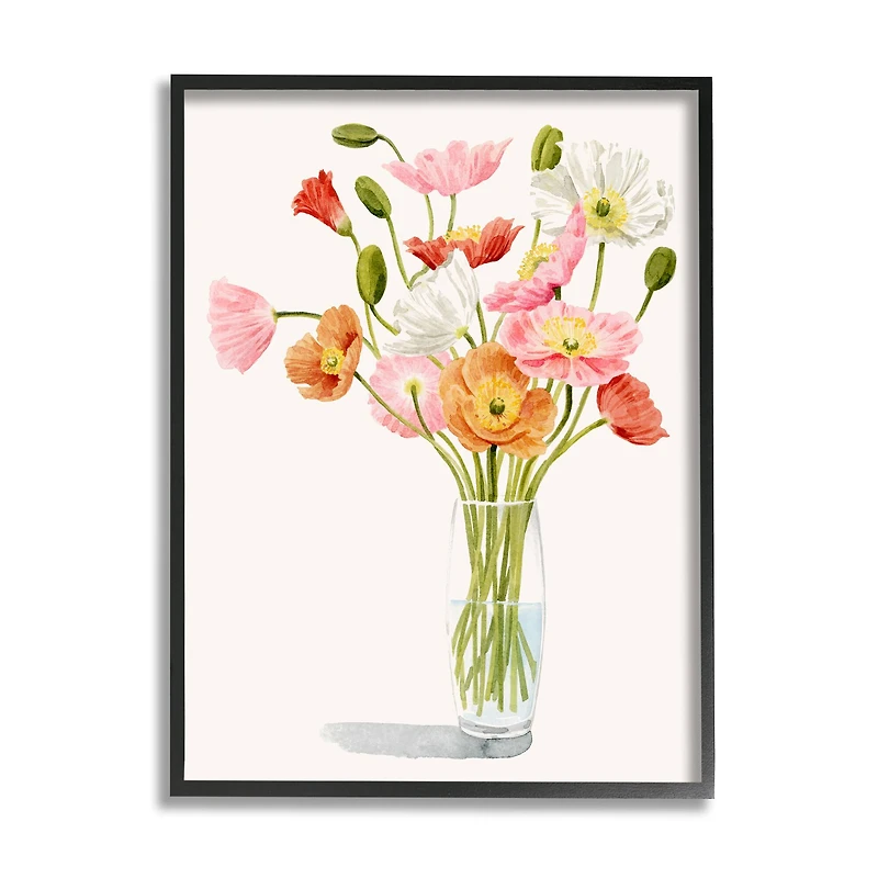 Stupell Industries Vivid Poppies Glass Floral Bouquet Arrangement Framed Giclee Art
