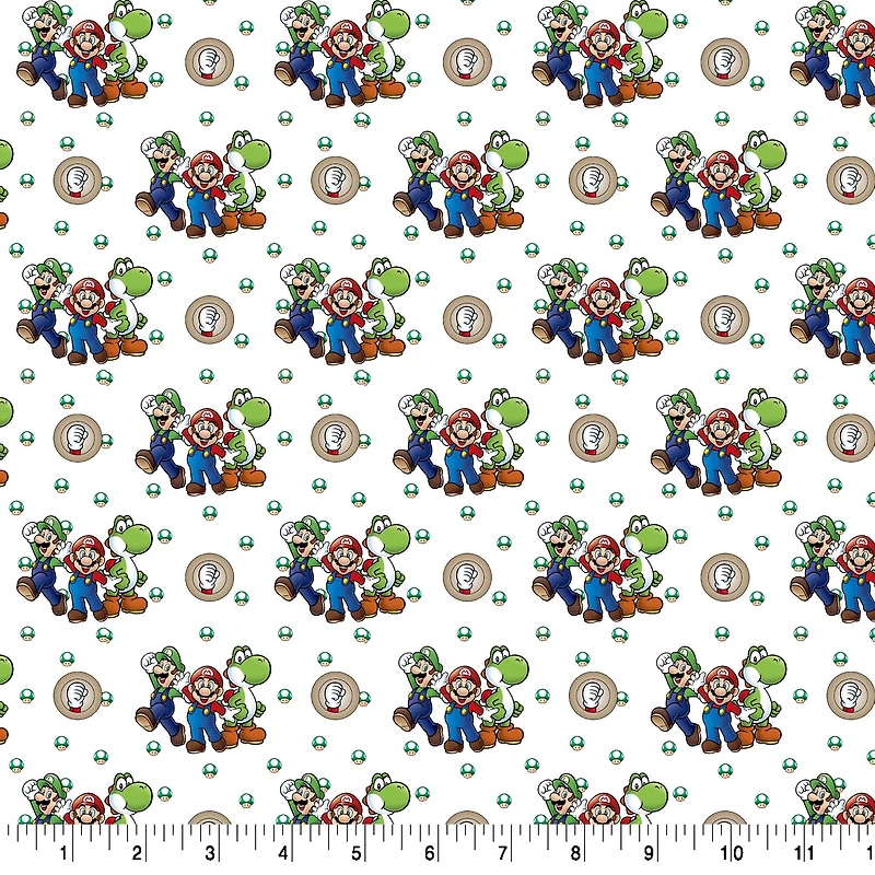 Nintendo® Mario, Luigi & Yoshi Cotton Fabric 