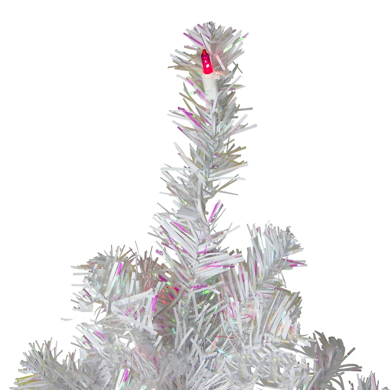 4ft. Pre-Lit White Iridescent Pine Artificial Christmas Tree, Pink Lights