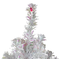 4ft. Pre-Lit White Iridescent Pine Artificial Christmas Tree, Pink Lights