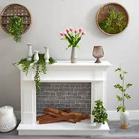 22" Mauve Dutch Tulip Arrangement in Gold Trim Stoneware Vase