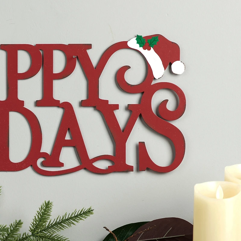 Glitzhome® 24'' HAPPY HOLIDAYS Metal Christmas Wall Décor