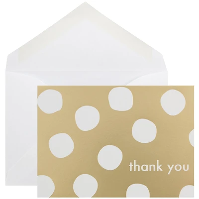 JAM Paper 3.5" x 4.875" Gold Polka Dot Thank You Cards & Envelopes, 10ct.