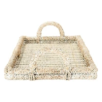Hello Honey® Whitewashed Decorative Rattan Tray Set with Handles