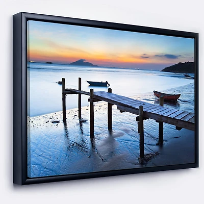 Designart - Old Wooden Pier in Bright Sea