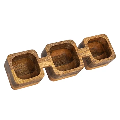 Hello Honey® Natural 3-Section Mango Wood Dish