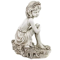 Design Toscano 17" Pausing by the Pond Little Girl Garden Statue