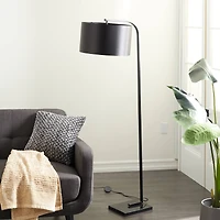 Black Metal Traditional Floor Lamp, 64" x 16" x 29"