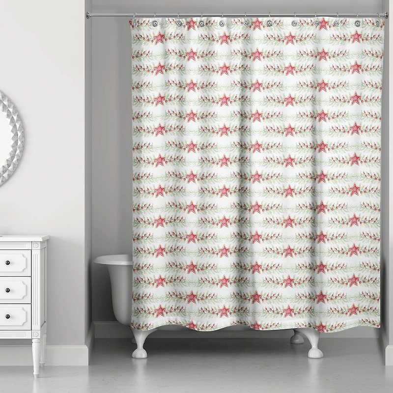 Star Holly Pattern Shower Curtain